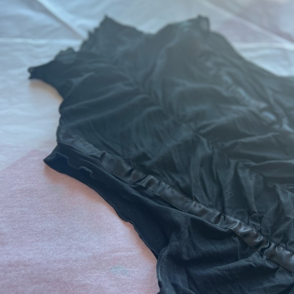 VTG sheer S mesh ruched with satin ribbon high neck clubbing dancing date night - Picture 3 of 12